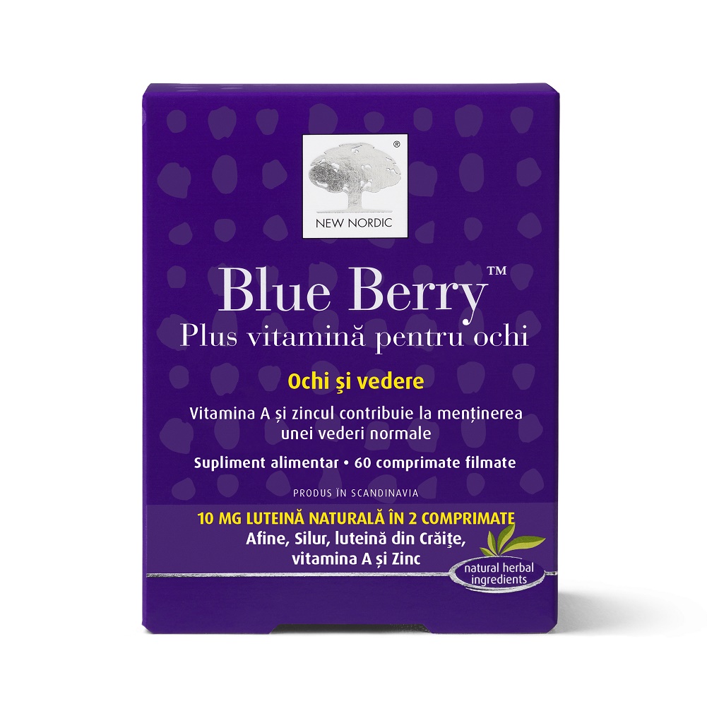 Blue Berry plus vitamina pentru ochi, 60 comprimate filmate, New Nordic