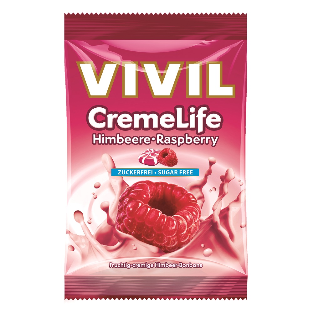 Bomboane Creme Life Classic Zmeura fara zahar, 110g, Vivil