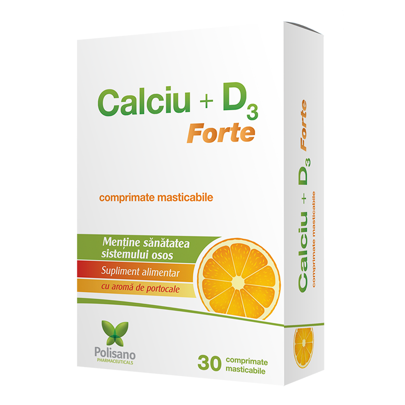 Calciu cu vitamina D3 Forte, 30 comprimate, Polisano