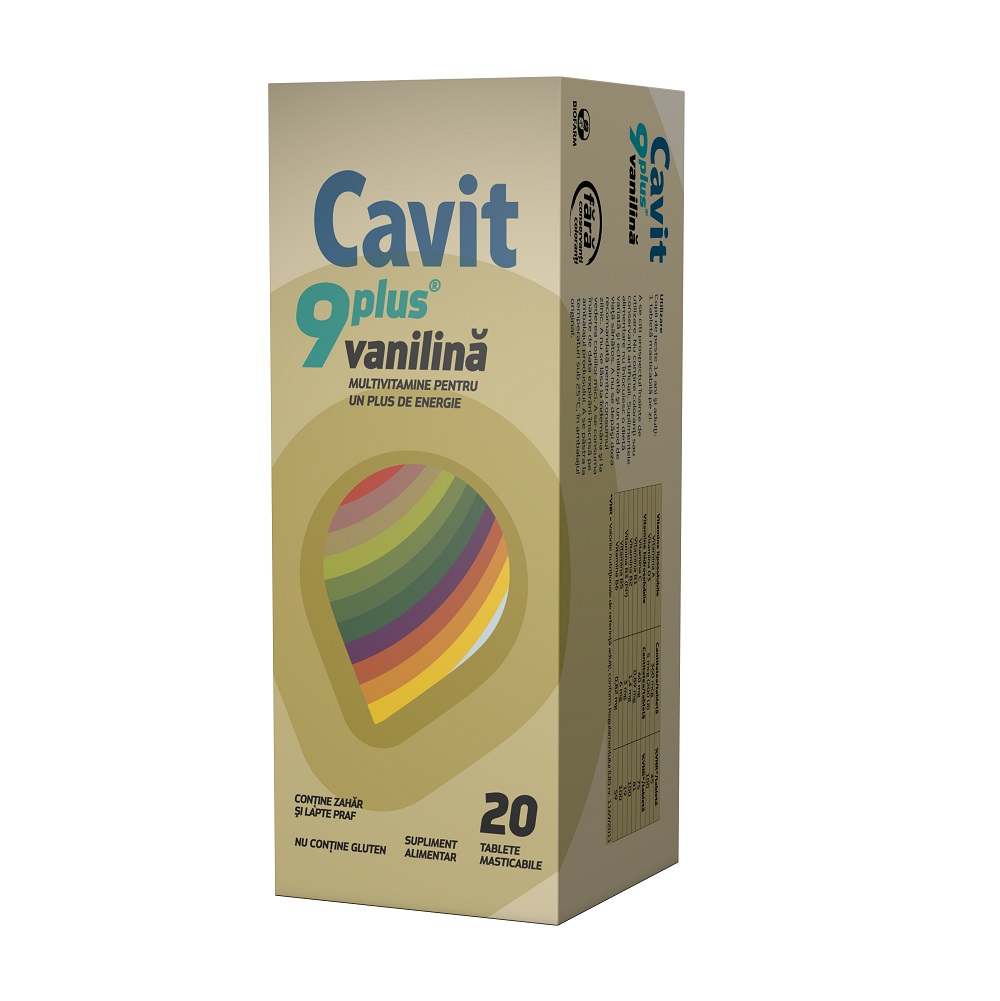 Cavit 9 plus vanilie, 20 tablete, Biofarm