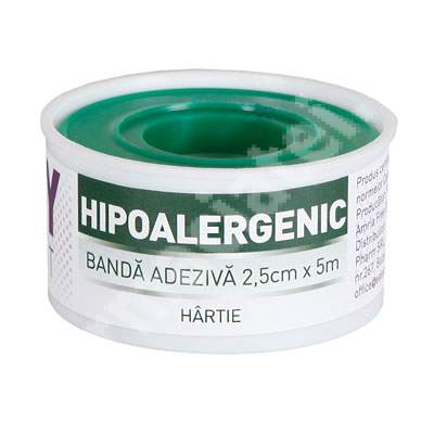 Banda adeziva din hartie hipoalergenica, 2.5 cm x 5 m, Easy Plast