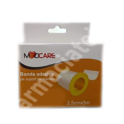 Banda adeziva pe suport de matase, 2.5 cm x 5 m, Medcare