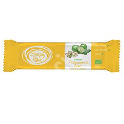 Baton Bio cu fistic si lime Raw Ba, 40 g, Simply Raw