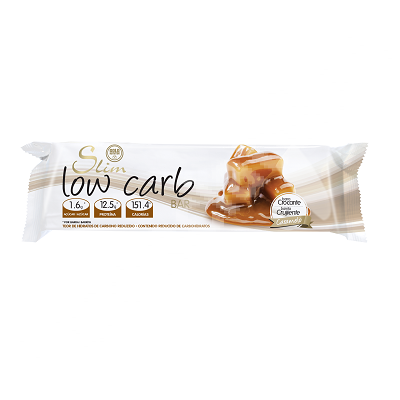 Baton Slim Low Carb cu aroma de caramel, 40 g, Gold Nutrition