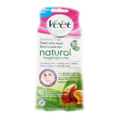 Benzi cu ceara rece pentru fata Natural Inspirations, 20 bucati, Veet