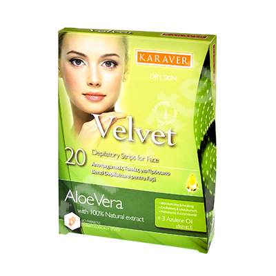 Benzi depilatoare pentru fata cu aloe vera Velvet, 20 bucati, Karaver