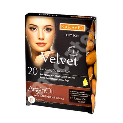 Benzi depilatoare pentru fata cu ulei de argan Velvet, 20 bucati, Karaver