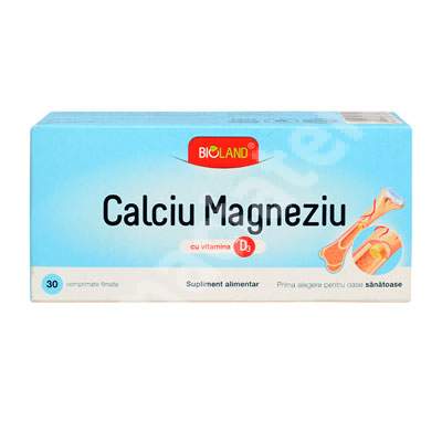 Calciu Magneziu cu Vitamina D3 Bioland, 30 comprimate, Biofarm