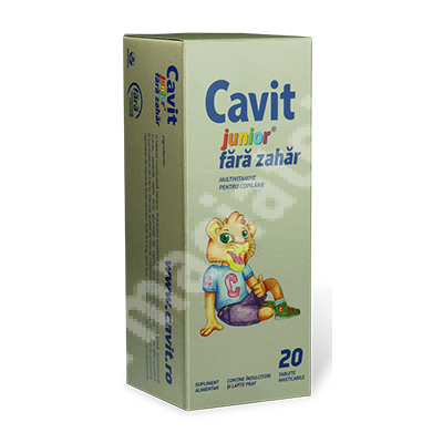 Cavit Junior fara zahar, 20 tablete, Biofarm