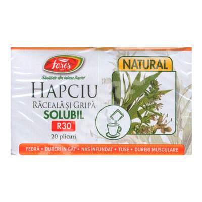 Ceai solubil Hapciu Raceala si Gripa R3 Natural, 20 plicuri, Fares