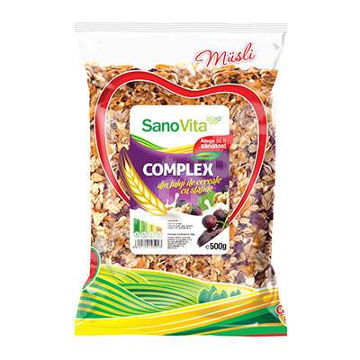 Complex fulgi Cereale cu Stafide, 500 g, Sanovita