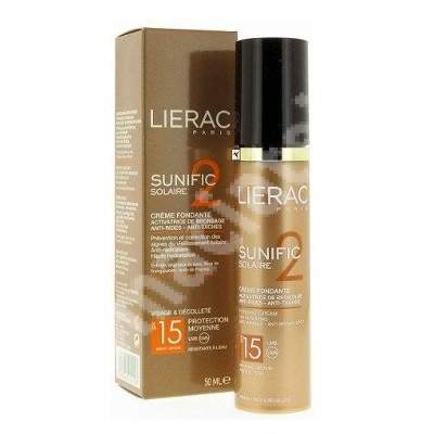 Crema activatoare a bronzului pentru fata si decolteu SPF 15 Sunific Solaire 2, 50 ml, Lierac