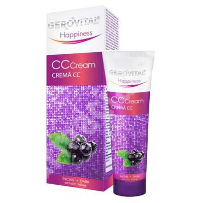 Crema CC cu extract de afine Happiness, Nuanta Dark, 50 ml, Gerovital