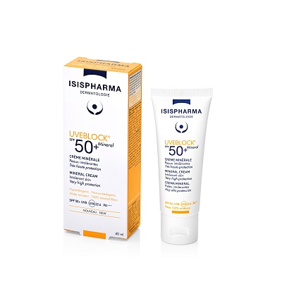 Crema cu protectie solara UVEBLOCK SPF 50+ Mineral, 40 ml, Isis Pharna