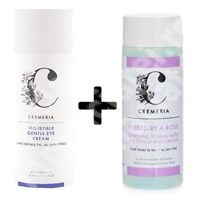 Crema de ochi Iris-Istible, 30 ml + Apa tonica revigoranta Kissed by a rose, 110 ml, Cremeria