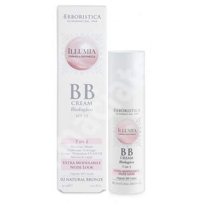 Crema organica BB SPF 15 Illumia, bronz natural, 30 ml, L'Erboristica