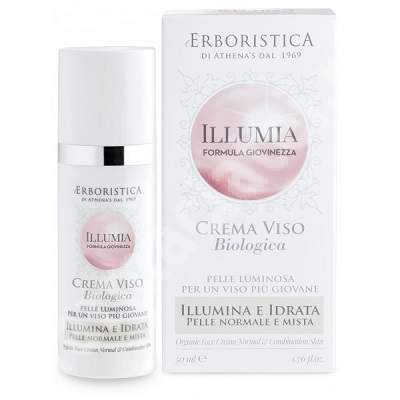 Crema organica pentru fata ten normal si mixt Illumia, 50ml, L'Erboristica