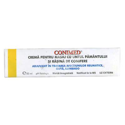 Crema pentru masaj cu untul pamantului si rasina de conifere, Conimed, 50 ml, Elzin Plant