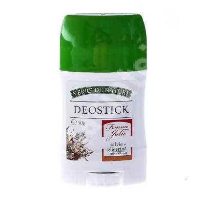 Deodorant Deostick Femme Jolie cu Salvie si Glicerina, 50 g, Verre de Nature