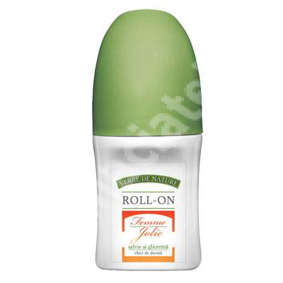 Deodorant roll-on cu Salvie si Glicerina Femme Jolie, 50 ml, Verre de Nature