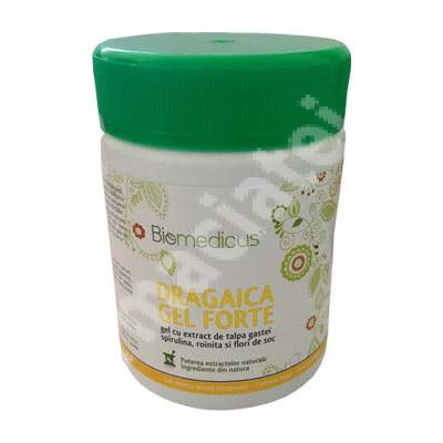 Dragaica gel forte cu extract de talpa gastei, spirulina, roinita si flori de soc, 250 ml, Biomedicus