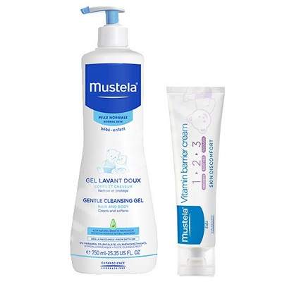 Gel de curatare par si corp, 750 ml + Crema pentru schimbatul scutecului Vitamin Barrier 1-2-3, 50 ml, Mustela