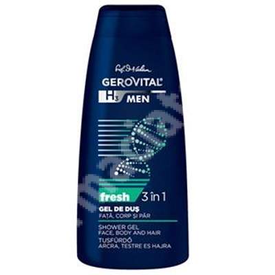 Gel de dus 3 in 1 H3 Men Fresh, 400 ml, Gerovital