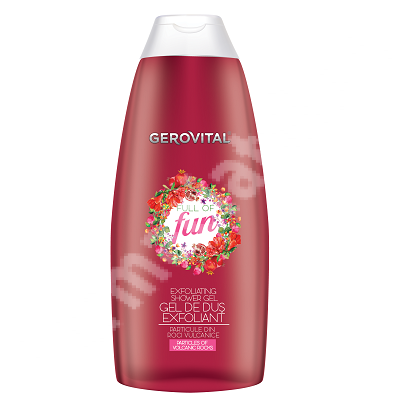 Gel de dus exfoliant cu particule din roci vulcanice Full of Fun, 250 ml, Gerovital