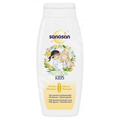 Gel de dus si sampon 2 in 1 cu aroma de banane, 250 ml, Sanosan