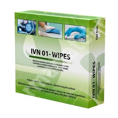 IVN 01 WIPES Servetele impregnate cu solutie alcoolica, 120 bucati, IVN Nettetal