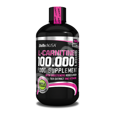 L-Carnitina 100000 lichida cu aroma de mere, 500 ml, BioTechUSA