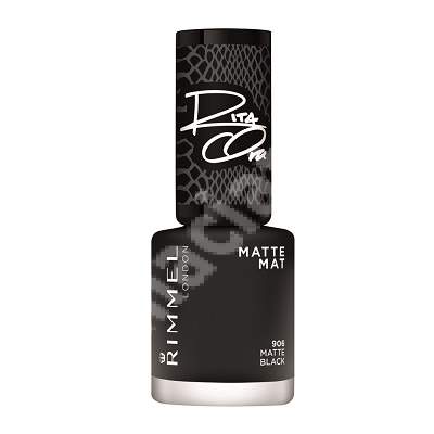 Lac de unghii 60 Seconds Shades Of Black by Rita Ora 906 Matte Black, 8 ml, Rimmel London