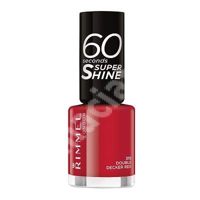 Lac de unghii 60 Seconds Shine 310 Double Decker Red, 8 ml, Rimmel London