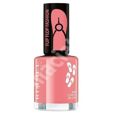 Lac de unghii 60 Seconds Shine Flip Flop 406 Coral Blush, 8 ml, Rimmel London