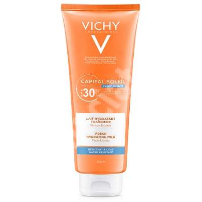 Lapte hidratant pentru protectie solara fata si corp SPF 30 Capital Soleil, 300 ml, Vichy