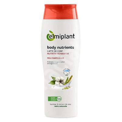 Laptele de corp nutritiv-reparator cu bumbac si orez, 400 ml, Elmiplant