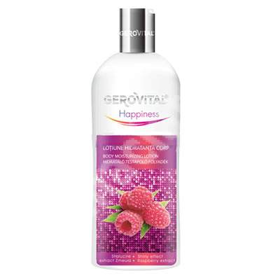 Lotiune hidratanta de corp cu extract de zmeura si efect de stralucire Happiness, 200 ml, Gerovital