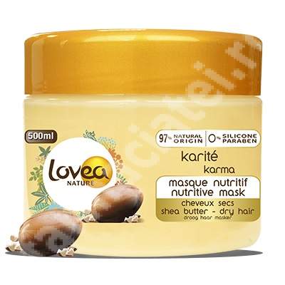 Masca nutritiva si regeneranta cu unt de shea pentru par uscat si deteriorat, 500 ml, Lovea