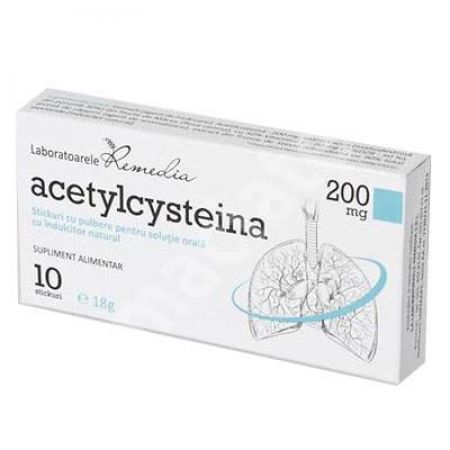 Acetylcysteina 200mg, 10 plicuri, Remedia