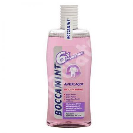 Apa de gura 6x protectie antiplaca, 500 ml, Boccamint