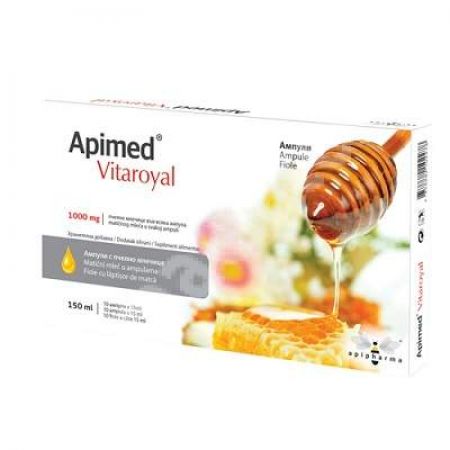 Apimed VitaRoyal 1000 mg, 10 fiole cu laptisor de matca x 15 ml, ApiPharma