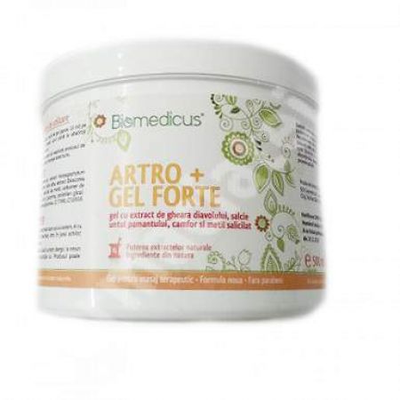 Artro+ Gel forte cu extract de gheara diavolului, salcie, untul pamantului, camfor si metil salicilat, 500 ml, Biomedicus