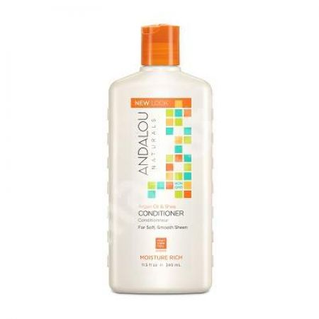 Balsam cu ulei de argan si unt de shea pentru par uscat si deteriorat Moisture Rich Andalou, 340 ml, Secom