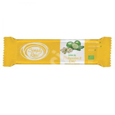 Baton Bio cu fistic si lime Raw Ba, 40 g, Simply Raw