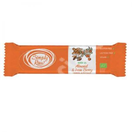 Baton Bio cu migdale si inca berry Raw Ba, 40 g, Simply Raw