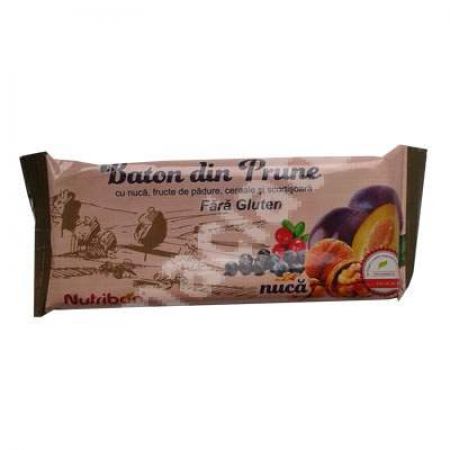 Baton din fructe cu prune, nuci, cereale si scortisoara, 40 g, Nutribon