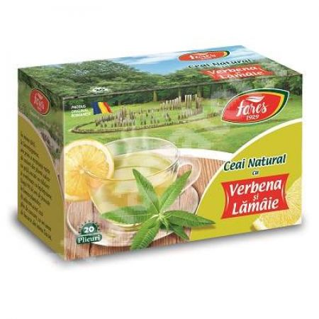 Ceai natural cu verbena si lamaie, 20 plicuri, Fares