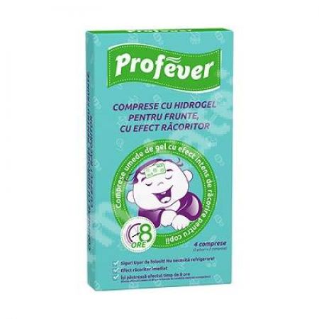 Comprese cu hidrogel pentru frunte cu efect racoritor Profever, 4 bucati, Labottach