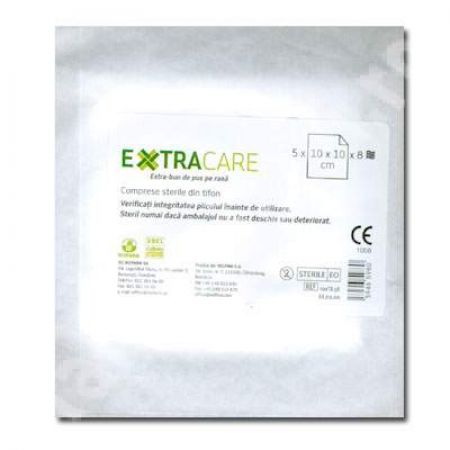 Comprese sterile din tifon, Extracare, 10x10 cm, Biofarm