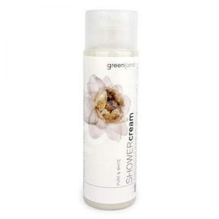 Crema de dus organica pentru catifelare cu bumbac si lotus alb Pure&White, 250 ml, Greenland